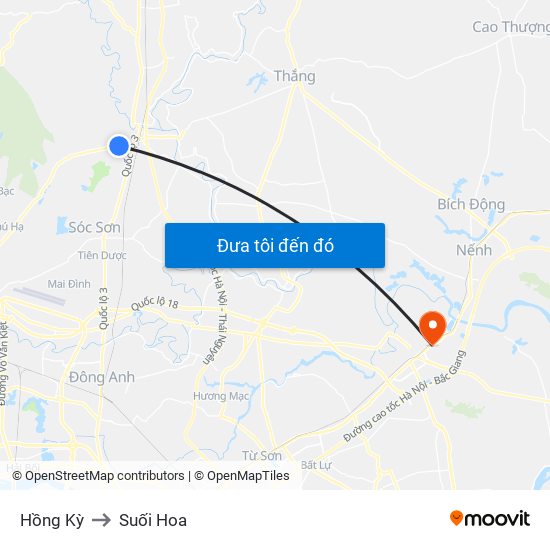 Hồng Kỳ to Suối Hoa map