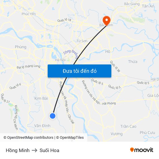 Hồng Minh to Suối Hoa map