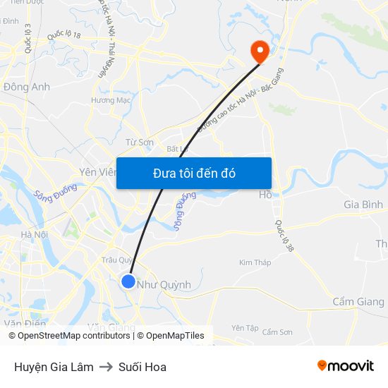 Huyện Gia Lâm to Suối Hoa map