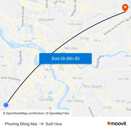 Phường Đồng Mai to Suối Hoa map