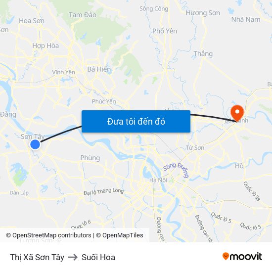 Thị Xã Sơn Tây to Suối Hoa map