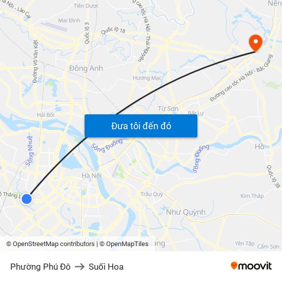 Phường Phú Đô to Suối Hoa map