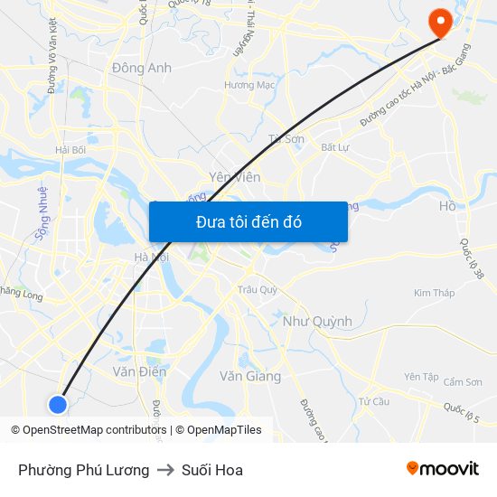 Phường Phú Lương to Suối Hoa map