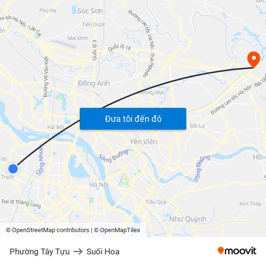 Phường Tây Tựu to Suối Hoa map