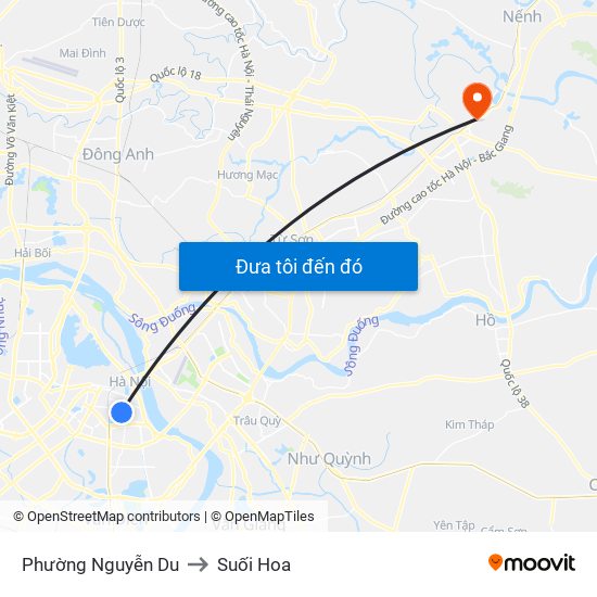 Phường Nguyễn Du to Suối Hoa map