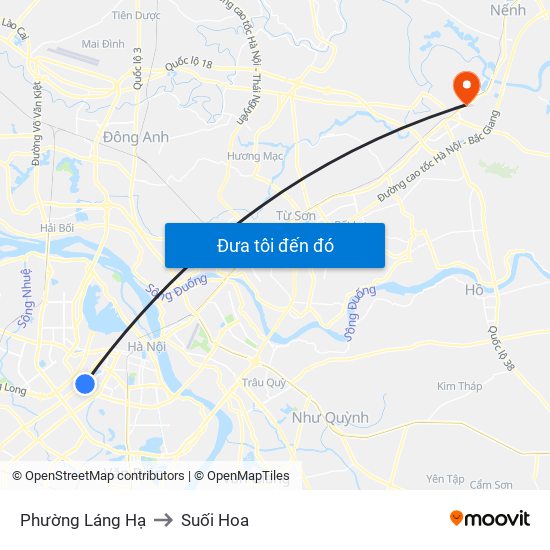 Phường Láng Hạ to Suối Hoa map