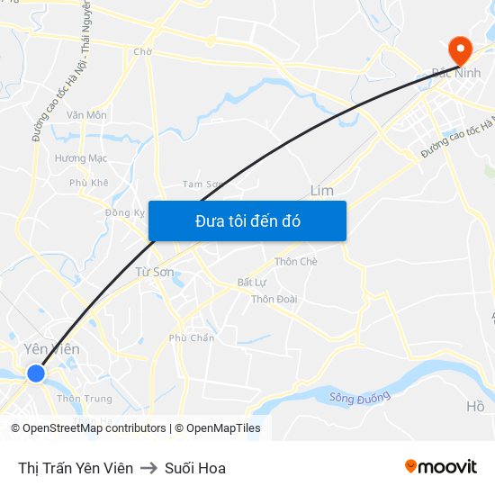 Thị Trấn Yên Viên to Suối Hoa map