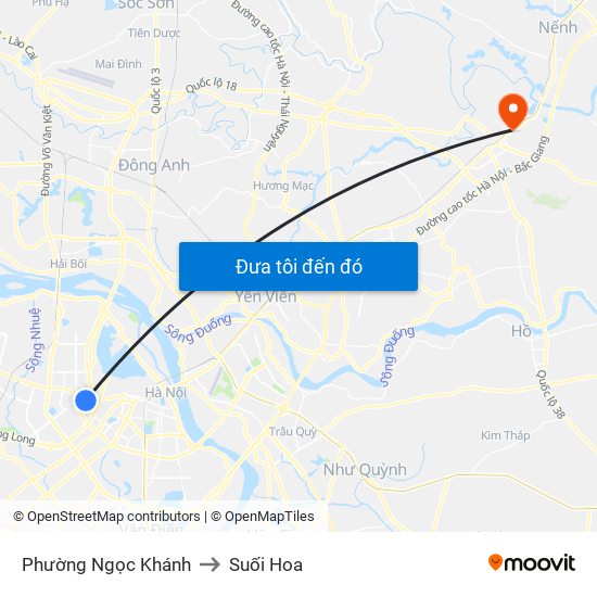 Phường Ngọc Khánh to Suối Hoa map