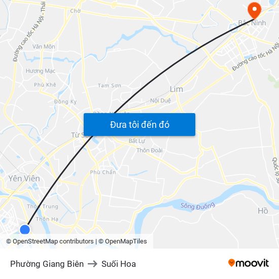 Phường Giang Biên to Suối Hoa map