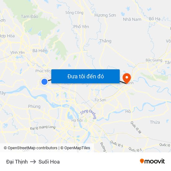 Đại Thịnh to Suối Hoa map