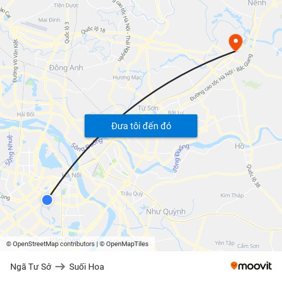 Ngã Tư Sở to Suối Hoa map