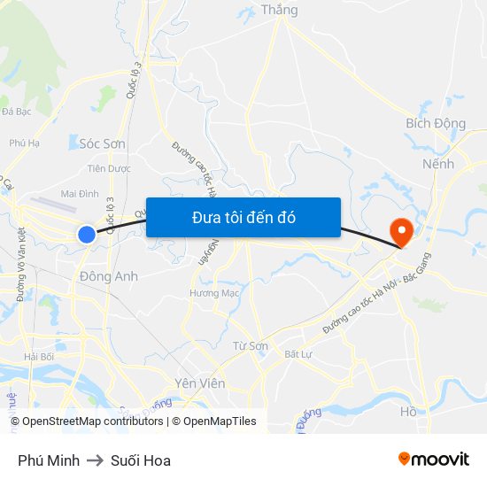 Phú Minh to Suối Hoa map