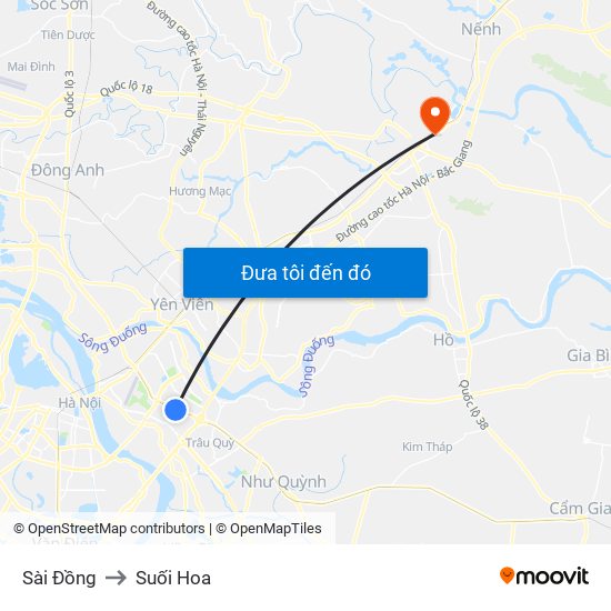 Sài Đồng to Suối Hoa map