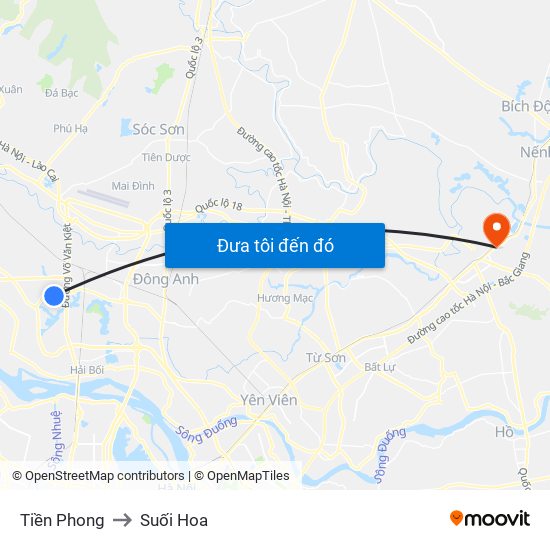 Tiền Phong to Suối Hoa map