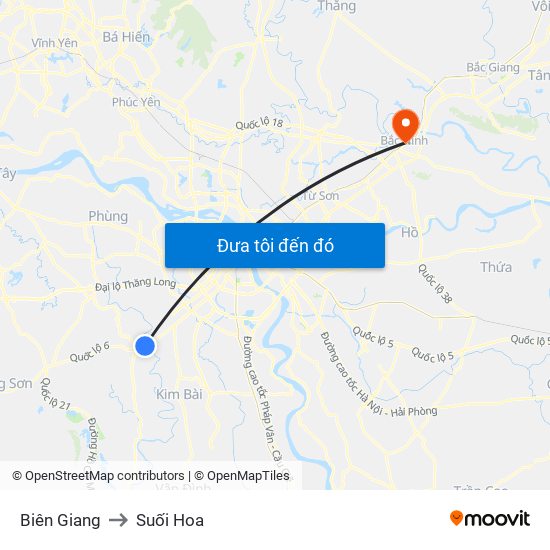 Biên Giang to Suối Hoa map