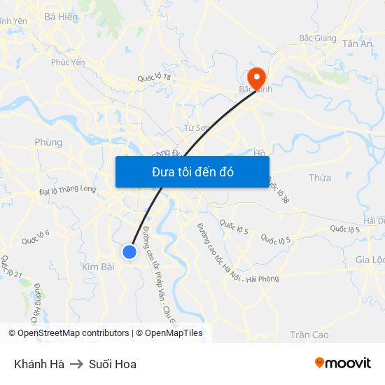 Khánh Hà to Suối Hoa map