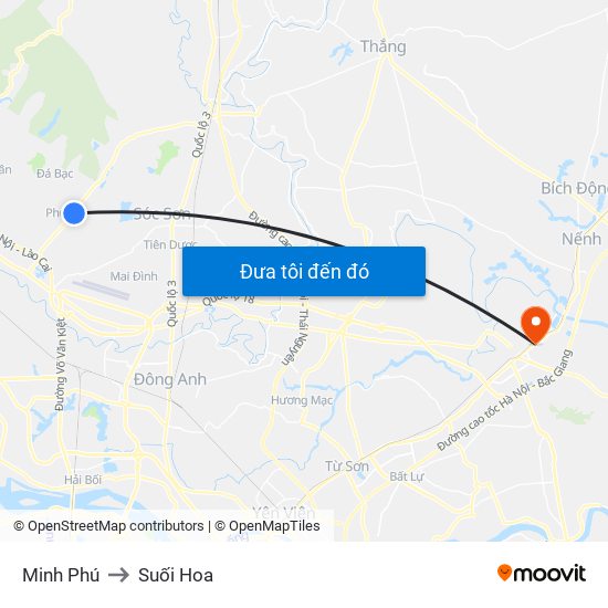 Minh Phú to Suối Hoa map