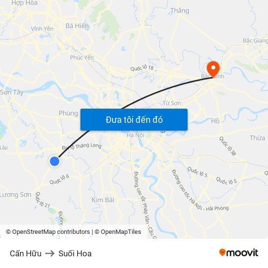 Cấn Hữu to Suối Hoa map