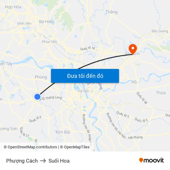 Phượng Cách to Suối Hoa map