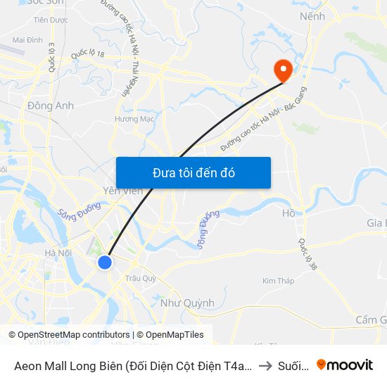Aeon Mall Long Biên (Đối Diện Cột Điện T4a/2a-B Đường Cổ Linh) to Suối Hoa map