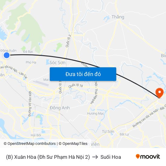 (B) Xuân Hòa (Đh Sư Phạm Hà Nội 2) to Suối Hoa map