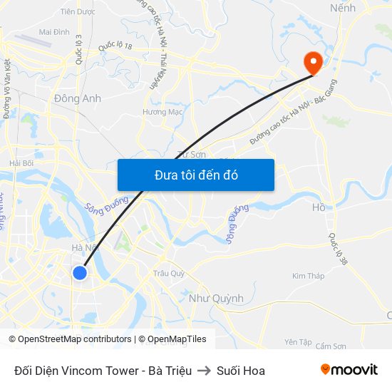 Đối Diện Vincom Tower - Bà Triệu to Suối Hoa map