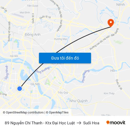 89 Nguyễn Chí Thanh - Ktx Đại Học Luật to Suối Hoa map