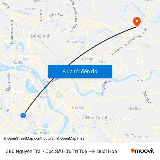 386 Nguyễn Trãi - Cục Sở Hữu Trí Tuệ to Suối Hoa map