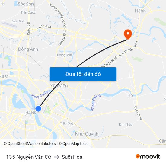 135 Nguyễn Văn Cừ to Suối Hoa map