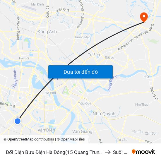 Đối Diện Bưu Điện Hà Đông(15 Quang Trung Hà Đông) to Suối Hoa map