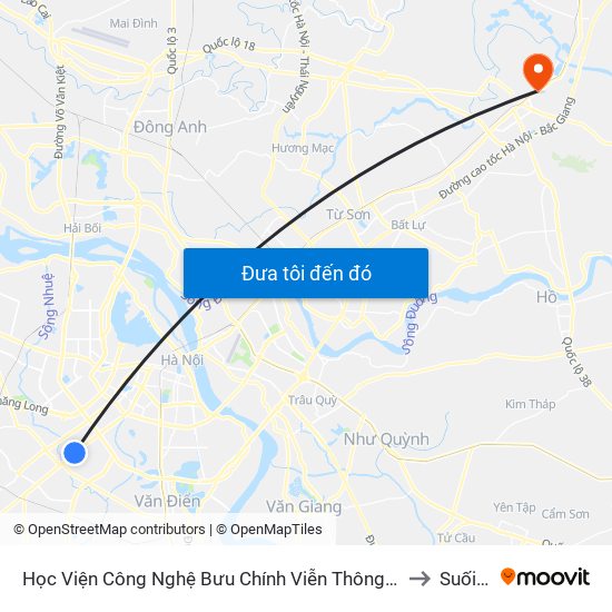 Học Viện Công Nghệ Bưu Chính Viễn Thông - Trần Phú (Hà Đông) to Suối Hoa map