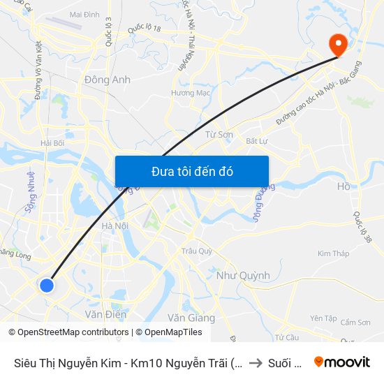 Siêu Thị Nguyễn Kim - Km10 Nguyễn Trãi (Hà Đông) to Suối Hoa map