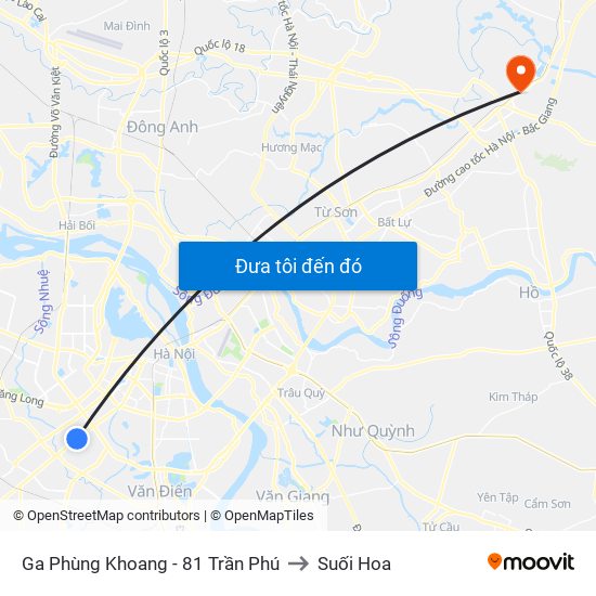 Ga Phùng Khoang - 81 Trần Phú to Suối Hoa map
