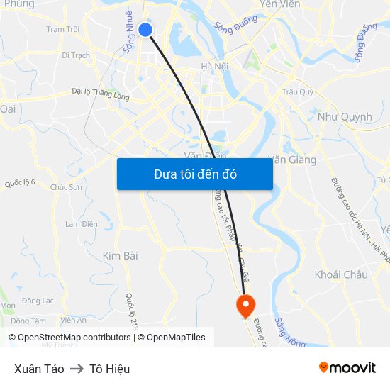 Xuân Tảo to Tô Hiệu map