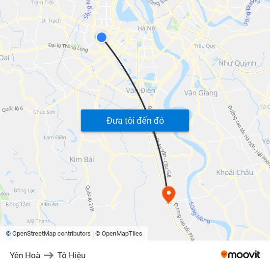 Yên Hoà to Tô Hiệu map