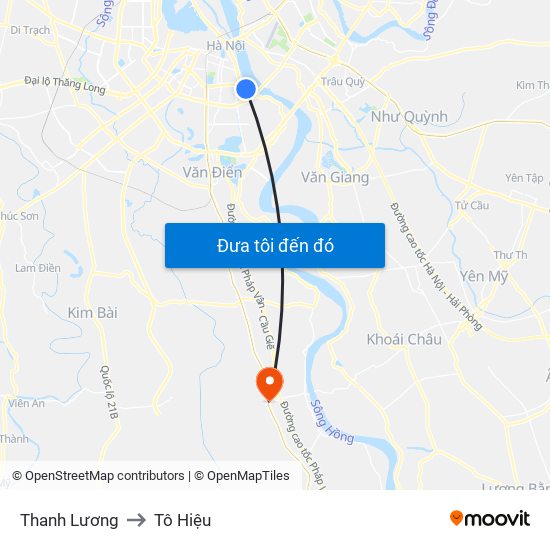 Thanh Lương to Tô Hiệu map