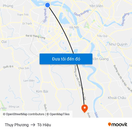 Thụy Phương to Tô Hiệu map