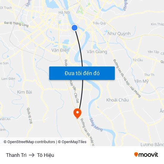 Thanh Trì to Tô Hiệu map