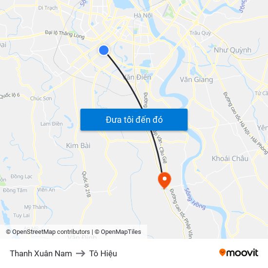 Thanh Xuân Nam to Tô Hiệu map