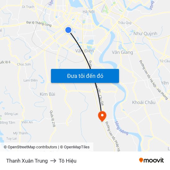 Thanh Xuân Trung to Tô Hiệu map