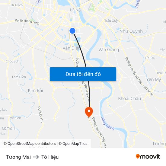 Tương Mai to Tô Hiệu map