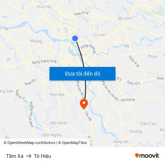 Tầm Xá to Tô Hiệu map