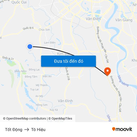 Tốt Động to Tô Hiệu map