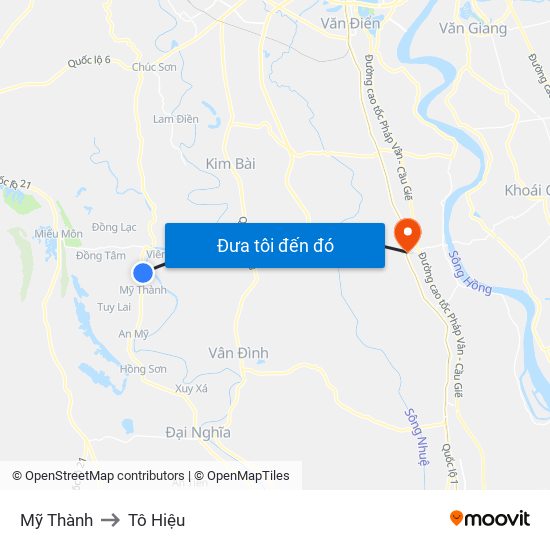 Mỹ Thành to Tô Hiệu map