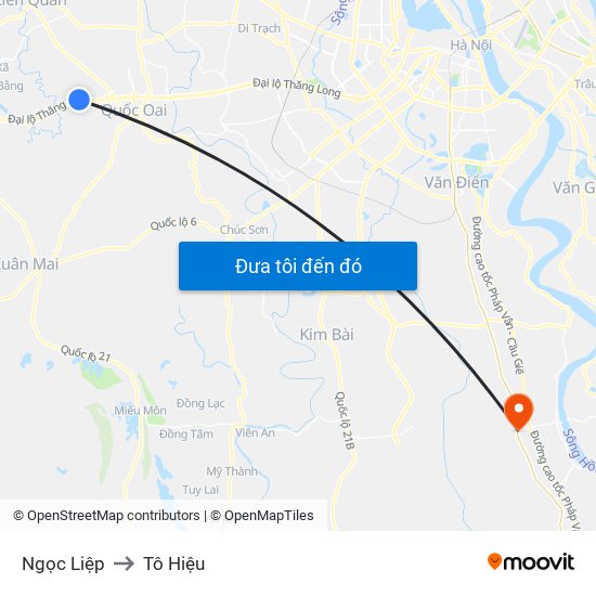 Ngọc Liệp to Tô Hiệu map