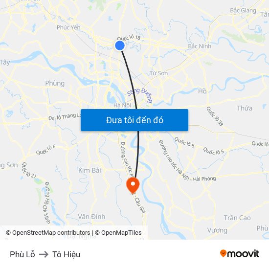 Phù Lỗ to Tô Hiệu map