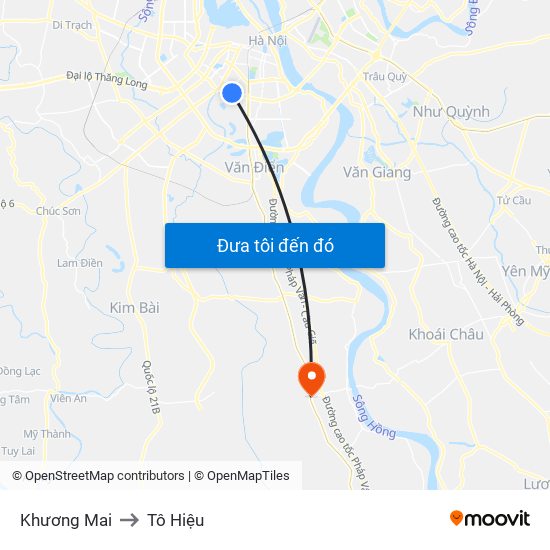 Khương Mai to Tô Hiệu map