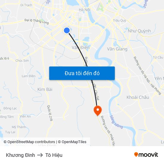 Khương Đình to Tô Hiệu map