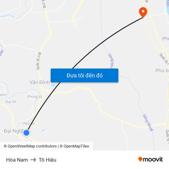 Hòa Nam to Tô Hiệu map