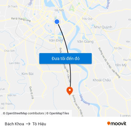 Bách Khoa to Tô Hiệu map